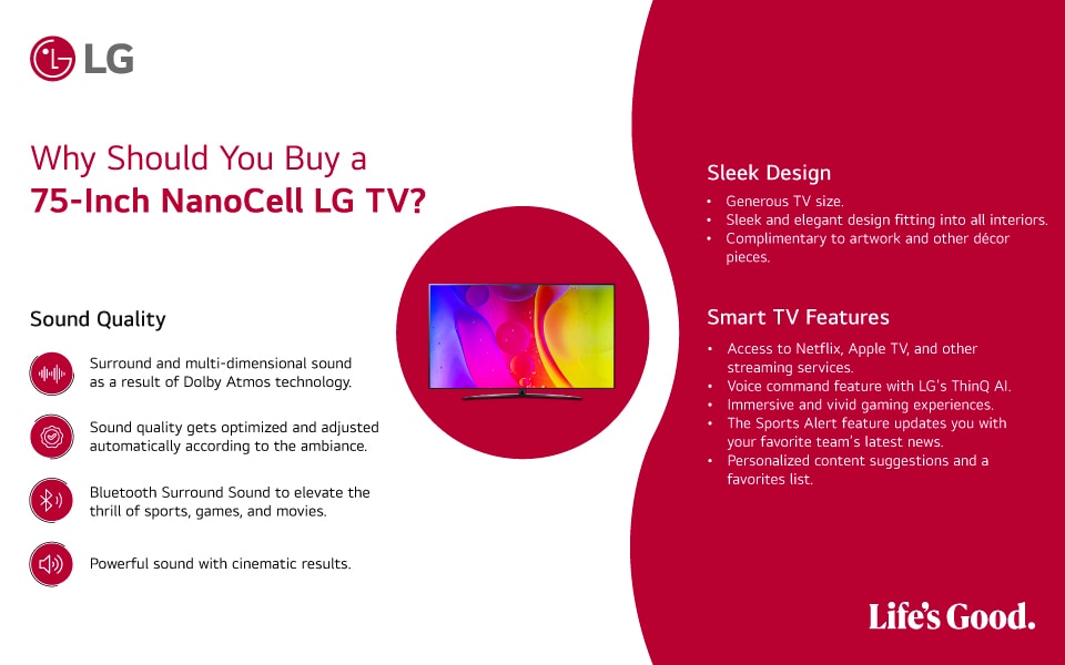 LG 75 inch TV features, LG NanoCell